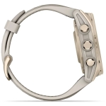 Garmin 010-02903-18 fēnix 8 43 mm AMOLED 全方位戶外進階GPS智慧腕錶 (奶油金不銹鋼錶圈/香頌灰矽膠錶帶)